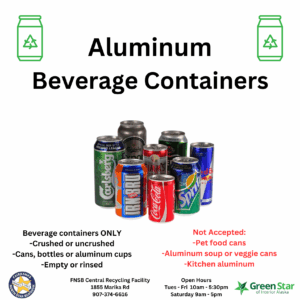 FNSB Central Recycling Facility accepted material - aluminum beverage containers