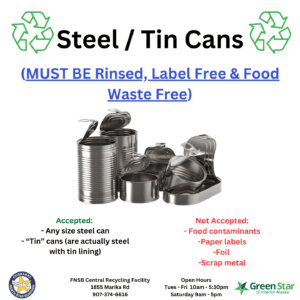 FNSB Central Recycling Facility - accepted material - steel / tin cans